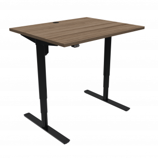 Hæve-/sænkebord | 100x80 cm | Valnød med sort stel