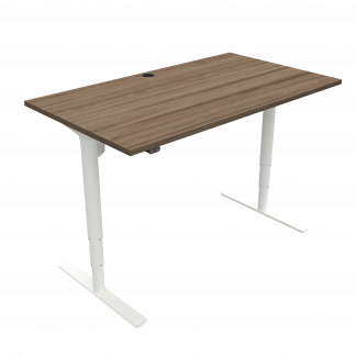 Hæve-/sænkebord | 140x80 cm | Valnød med hvidt stel