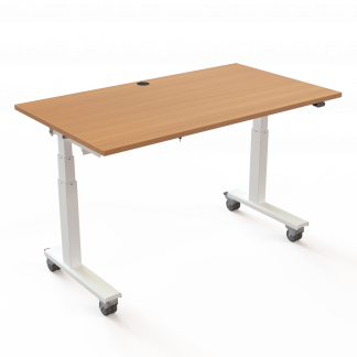 H&aelig;ve-/s&aelig;nkebord | 140x80 cm | B&oslash;g med hvidt stel