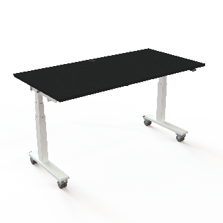 H&aelig;ve-/s&aelig;nkebord | 160x80 cm | Sort  med hvidt stel