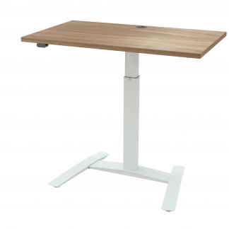 Hæve-/sænkebord | 100x60 cm | Valnød med hvidt stel