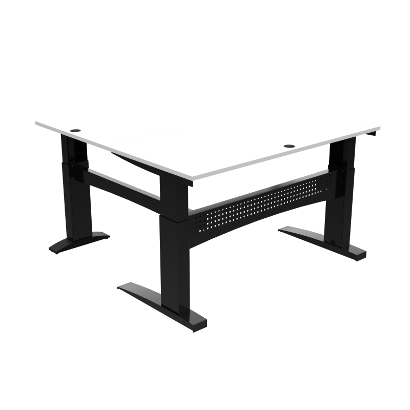 H&aelig;ve-/s&aelig;nkebord | 160x160 cm | Hvid med sort stel