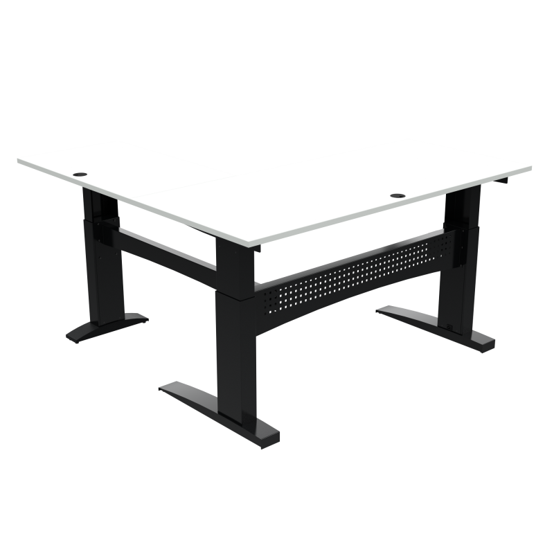 H&aelig;ve-/s&aelig;nkebord | 180x180 cm | Hvid med sort stel