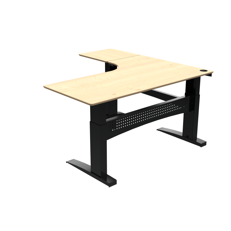 H&aelig;ve-/s&aelig;nkebord | 180x180 cm | Ahorn med sort stel