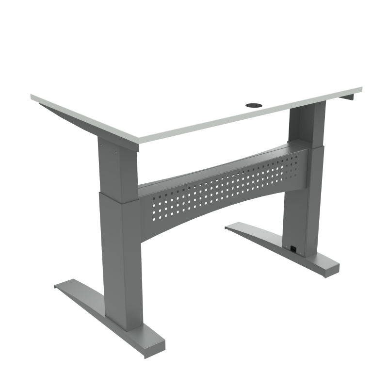 H&aelig;ve-/s&aelig;nkebord | 120x80 cm | Hvid med s&oslash;lv stel