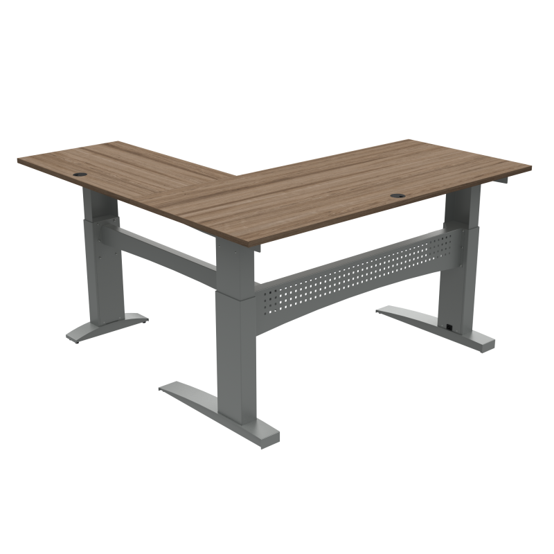 H&aelig;ve-/s&aelig;nkebord | 180x180 cm | Valn&oslash;d med s&oslash;lv stel