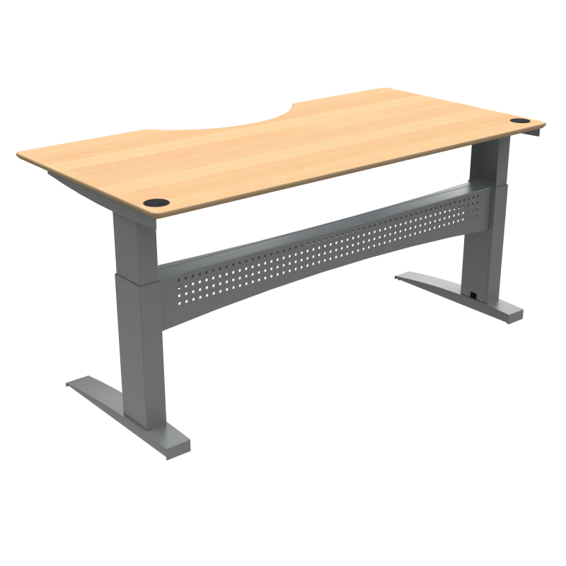 H&aelig;ve-/s&aelig;nkebord | 200x100 cm | B&oslash;g med s&oslash;lv stel