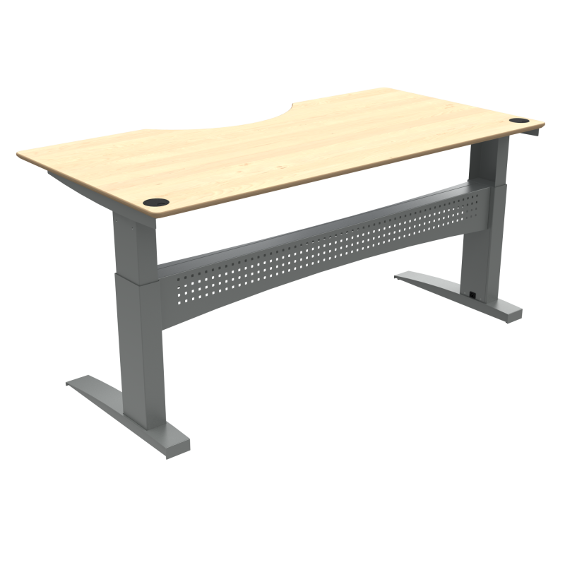 H&aelig;ve-/s&aelig;nkebord | 200x100 cm | Ahorn med s&oslash;lv stel