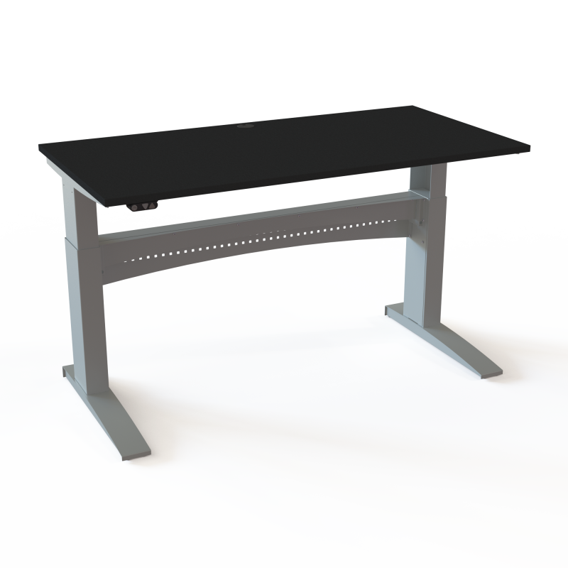 H&aelig;ve-/s&aelig;nkebord | 160x80 cm | Sort  med s&oslash;lv stel