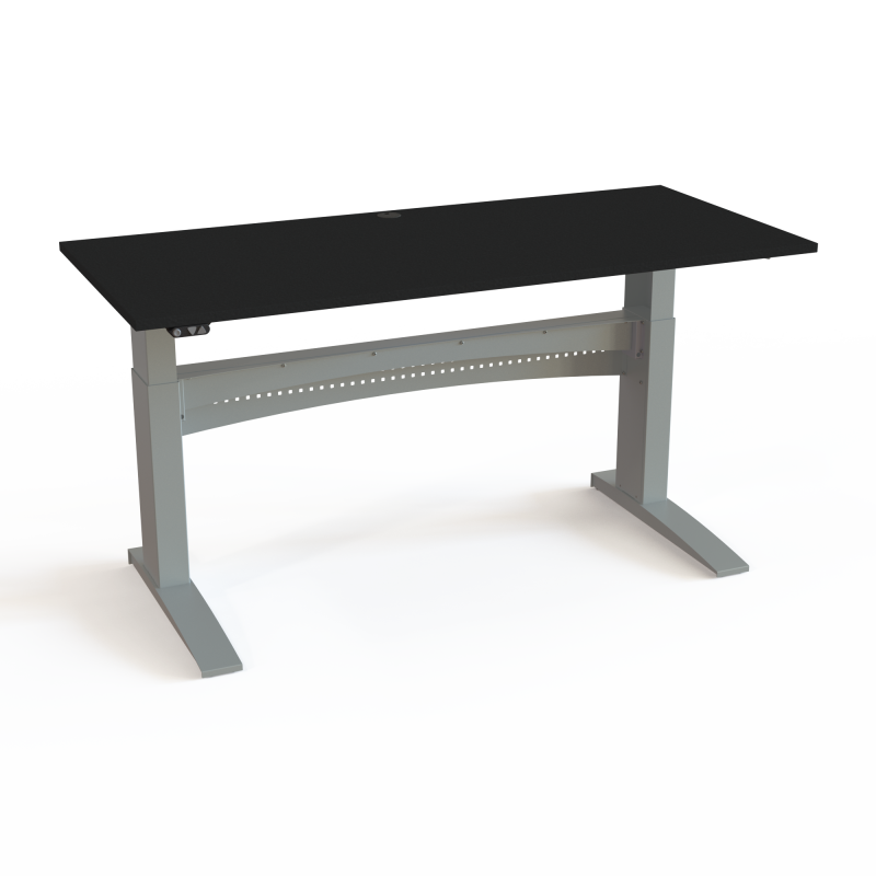 H&aelig;ve-/s&aelig;nkebord | 180x80 cm | Sort  med s&oslash;lv stel