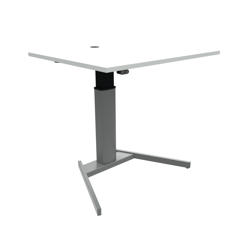 H&aelig;ve-/s&aelig;nkebord | 100x80 cm | Hvid med s&oslash;lv stel