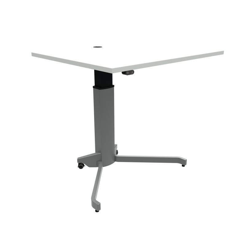 H&aelig;ve-/s&aelig;nkebord | 100x80 cm | Hvid med s&oslash;lv stel