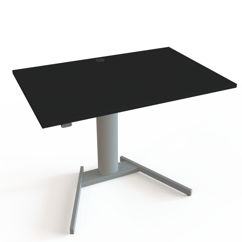 H&aelig;ve-/s&aelig;nkebord | 120x80 cm | Sort  med s&oslash;lv stel