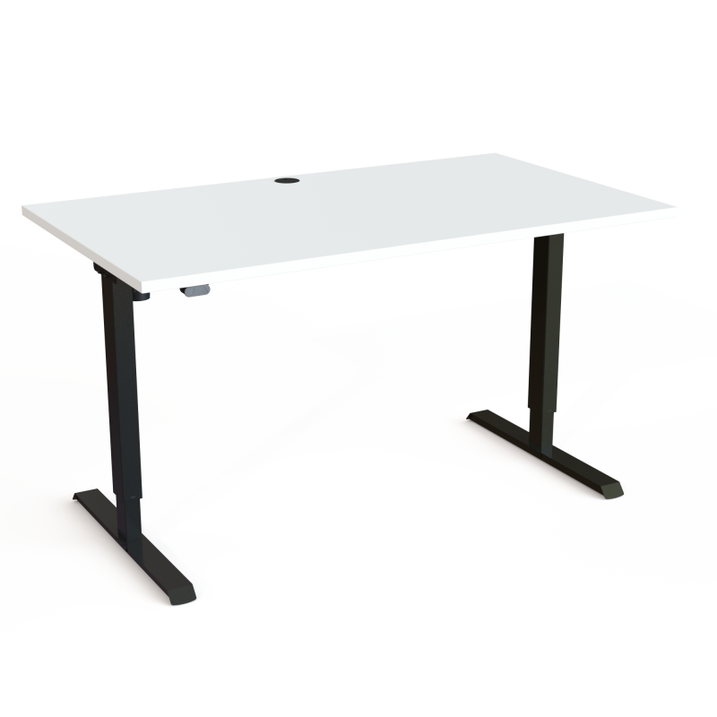 H&aelig;ve-/s&aelig;nkebord | 140x80 cm | Hvid med sort stel
