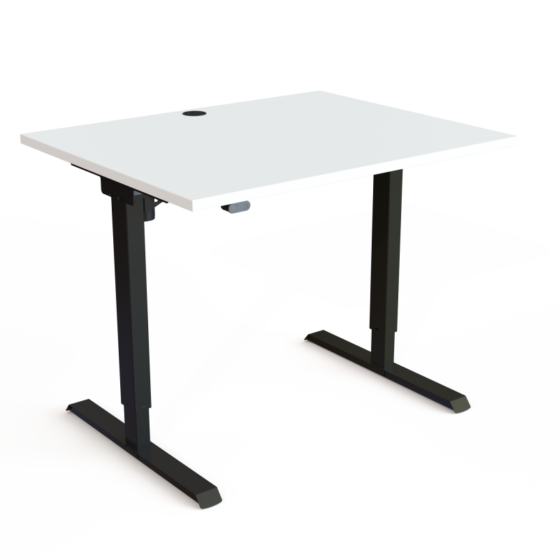 H&aelig;ve-/s&aelig;nkebord | 100x80 cm | Hvid med sort stel
