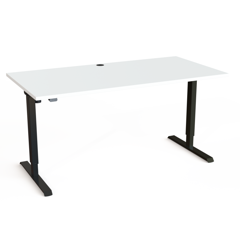 H&aelig;ve-/s&aelig;nkebord | 160x80 cm | Hvid med sort stel