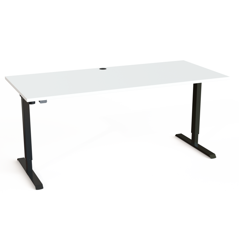 H&aelig;ve-/s&aelig;nkebord | 180x80 cm | Hvid med sort stel
