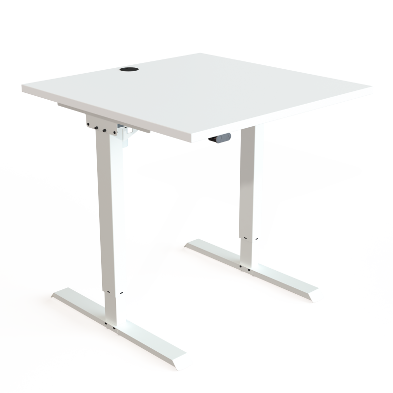 H&aelig;ve-/s&aelig;nkebord | 80x80 cm | Hvid med hvidt stel