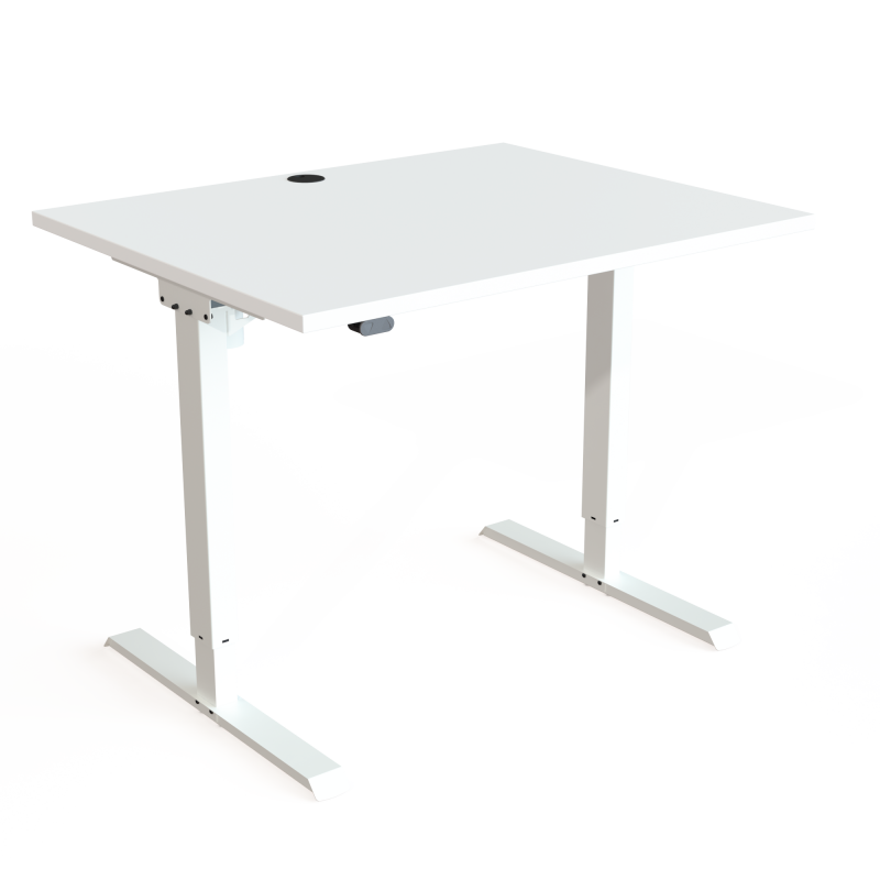 H&aelig;ve-/s&aelig;nkebord | 100x80 cm | Hvid med hvidt stel