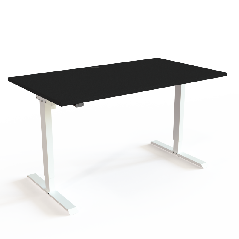 H&aelig;ve-/s&aelig;nkebord | 140x80 cm | Sort  med hvidt stel