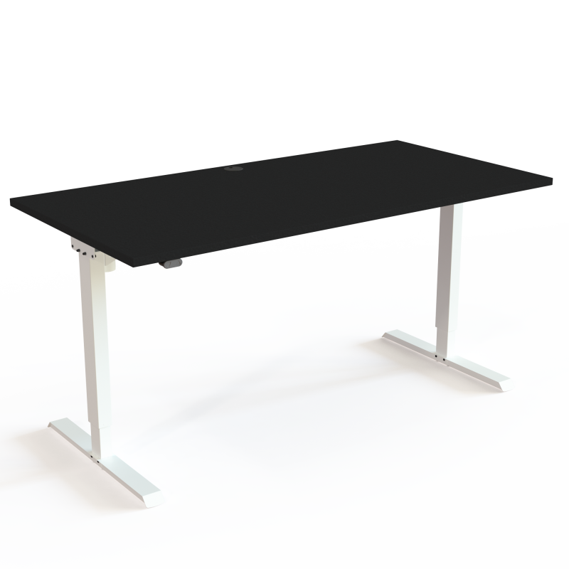 H&aelig;ve-/s&aelig;nkebord | 160x80 cm | Sort  med hvidt stel