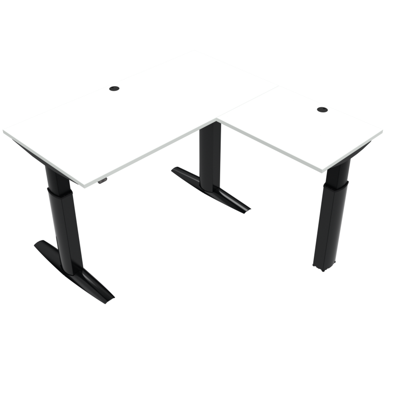 H&aelig;ve-/s&aelig;nkebord | 160x160 cm | Hvid med sort stel