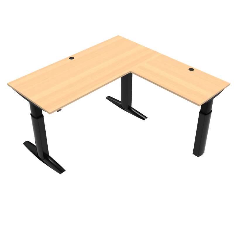 H&aelig;ve-/s&aelig;nkebord | 180x180 cm | B&oslash;g med sort stel