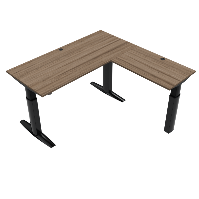 H&aelig;ve-/s&aelig;nkebord | 180x180 cm | Valn&oslash;d med sort stel