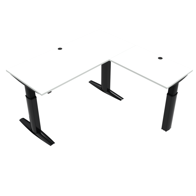 H&aelig;ve-/s&aelig;nkebord | 180x180 cm | Hvid med sort stel