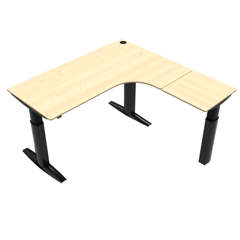 H&aelig;ve-/s&aelig;nkebord | 180x180 cm | Ahorn med sort stel