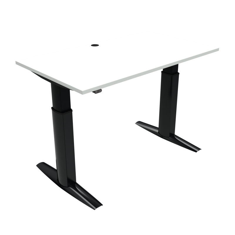 H&aelig;ve-/s&aelig;nkebord | 140x80 cm | Hvid med sort stel