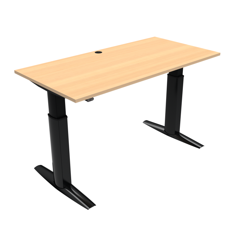 H&aelig;ve-/s&aelig;nkebord | 160x80 cm | B&oslash;g med sort stel