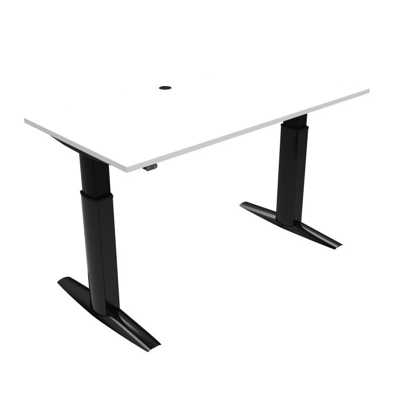 H&aelig;ve-/s&aelig;nkebord | 160x80 cm | Hvid med sort stel