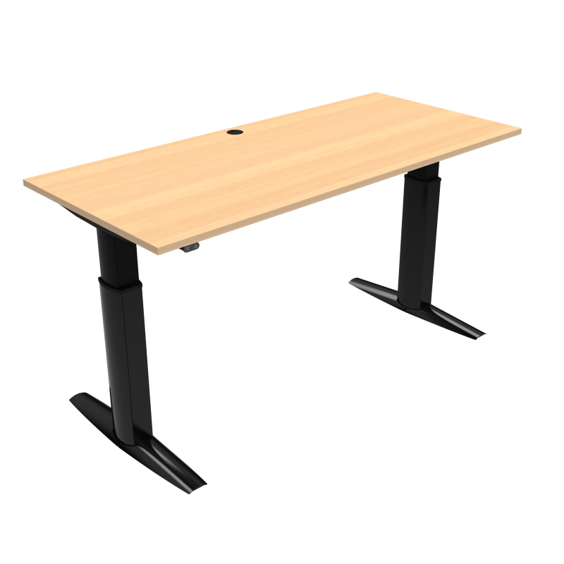 H&aelig;ve-/s&aelig;nkebord | 180x80 cm | B&oslash;g med sort stel