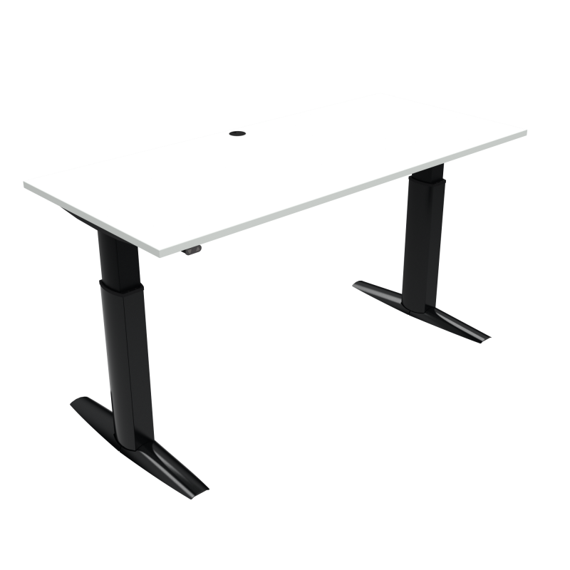 H&aelig;ve-/s&aelig;nkebord | 180x80 cm | Hvid med sort stel