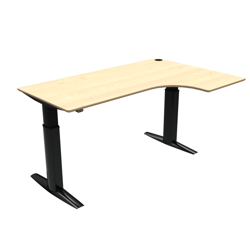 H&aelig;ve-/s&aelig;nkebord | 180x120 cm | Ahorn med sort stel