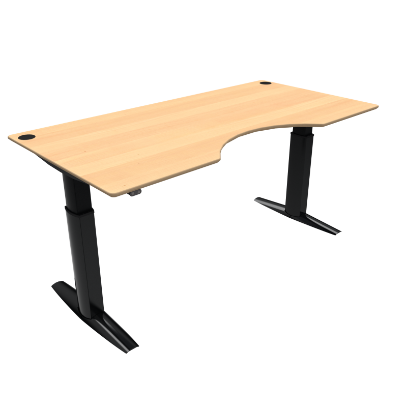 H&aelig;ve-/s&aelig;nkebord | 200x100 cm | B&oslash;g med sort stel