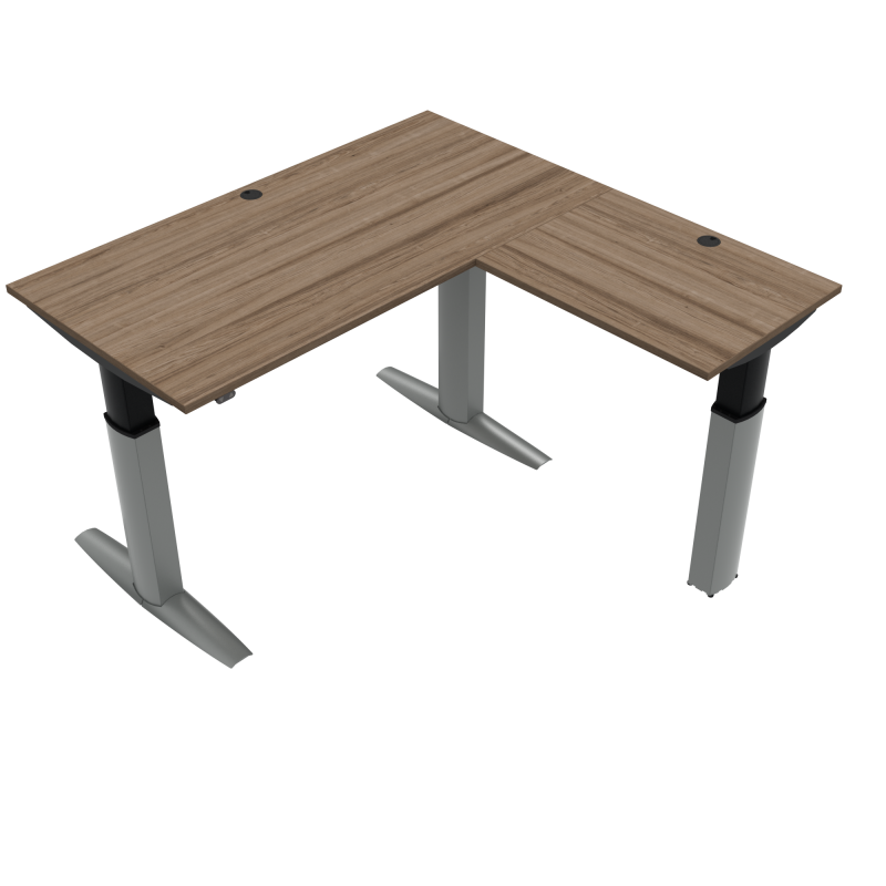 H&aelig;ve-/s&aelig;nkebord | 160x160 cm | Valn&oslash;d med s&oslash;lv stel