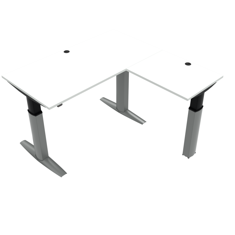 H&aelig;ve-/s&aelig;nkebord | 160x160 cm | Hvid med s&oslash;lv stel
