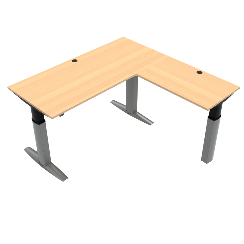 H&aelig;ve-/s&aelig;nkebord | 180x180 cm | B&oslash;g med s&oslash;lv stel