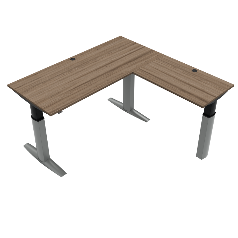 H&aelig;ve-/s&aelig;nkebord | 180x180 cm | Valn&oslash;d med s&oslash;lv stel