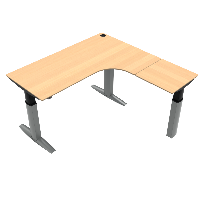 H&aelig;ve-/s&aelig;nkebord | 180x180 cm | B&oslash;g med s&oslash;lv stel