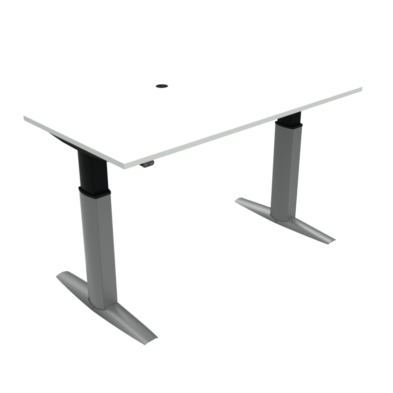 H&aelig;ve-/s&aelig;nkebord | 160x80 cm | Hvid med s&oslash;lv stel