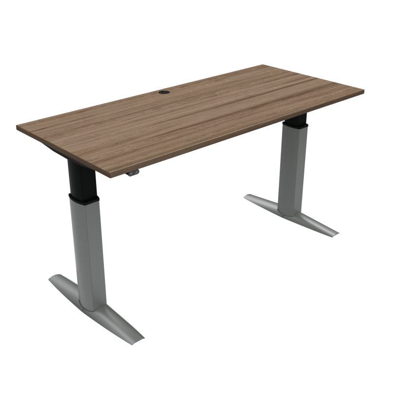 H&aelig;ve-/s&aelig;nkebord | 180x80 cm | Valn&oslash;d med s&oslash;lv stel