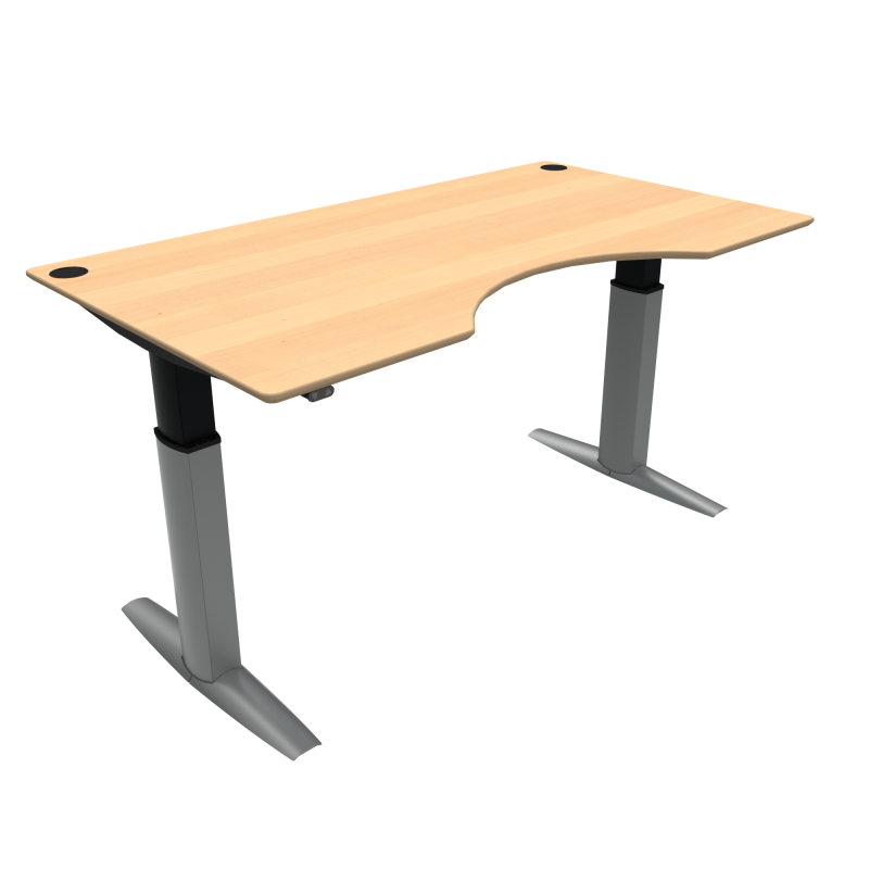 H&aelig;ve-/s&aelig;nkebord | 180x100 cm | B&oslash;g med s&oslash;lv stel