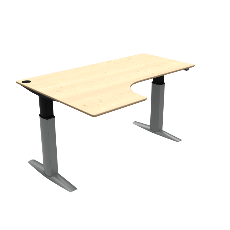 H&aelig;ve-/s&aelig;nkebord | 180x120 cm | Ahorn med s&oslash;lv stel