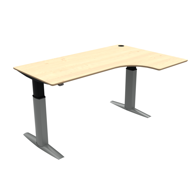 H&aelig;ve-/s&aelig;nkebord | 180x120 cm | Ahorn med s&oslash;lv stel