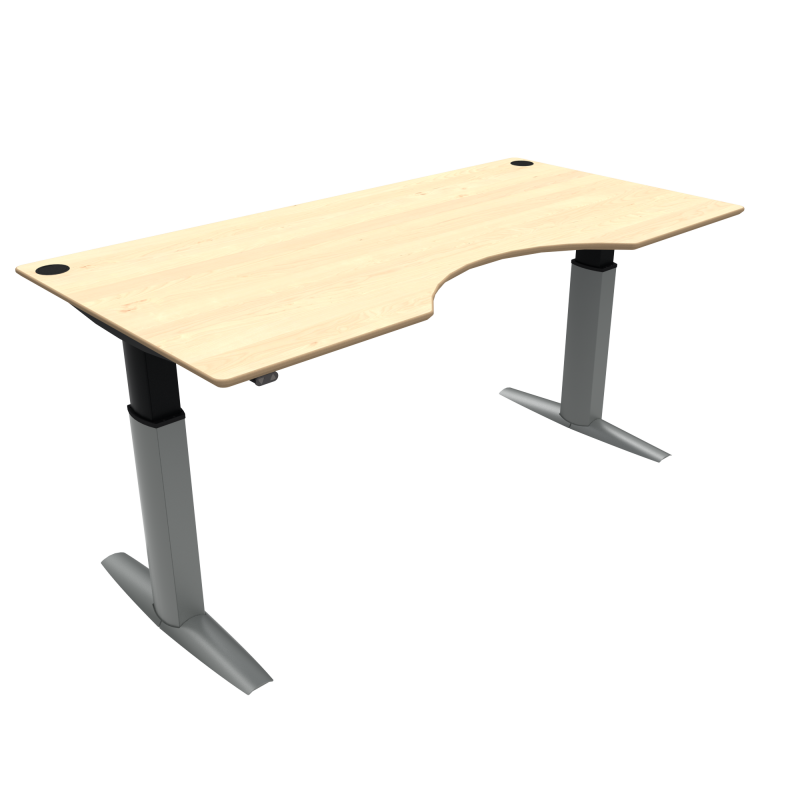 H&aelig;ve-/s&aelig;nkebord | 200x100 cm | Ahorn med s&oslash;lv stel