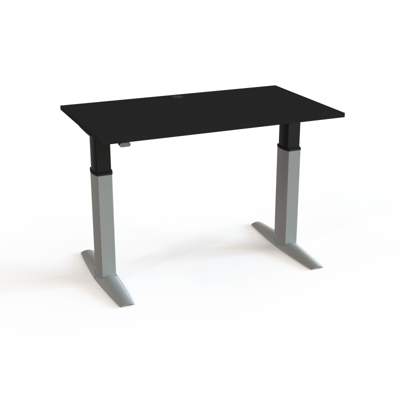 H&aelig;ve-/s&aelig;nkebord | 140x80 cm | Sort  med s&oslash;lv stel
