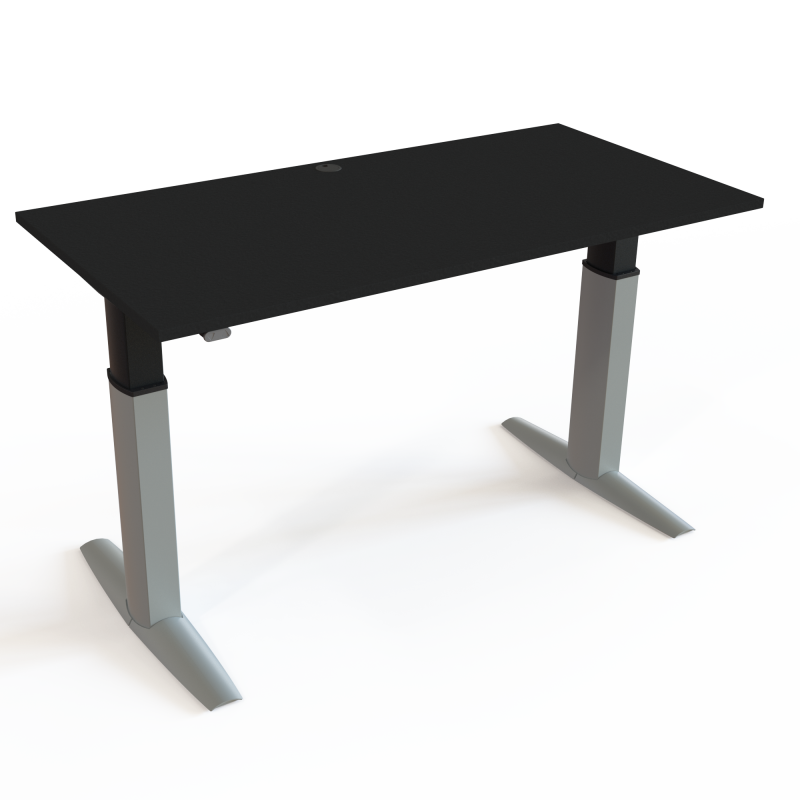H&aelig;ve-/s&aelig;nkebord | 160x80 cm | Sort  med s&oslash;lv stel